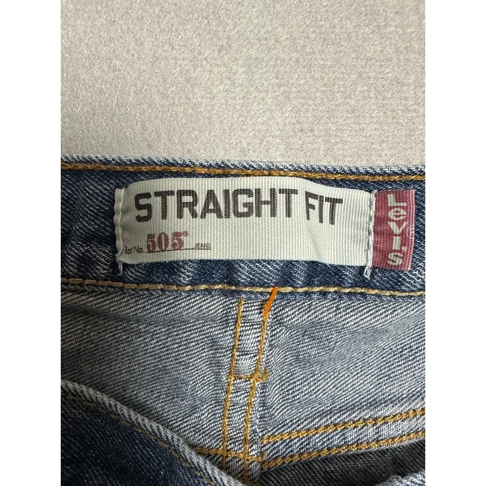 Levis 505 Jeans Mens 38X32 Blue Straight Fit 5 Pocket Red Tab Casual Denim Pants